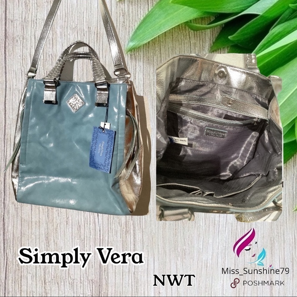 Simply Vera NWT - ice blue silver combination Bag - Picture 1 of 5
